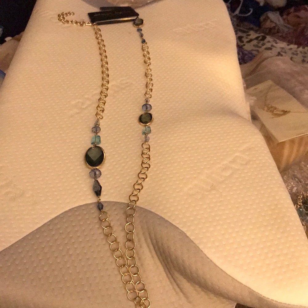 Gold chain with blue stones